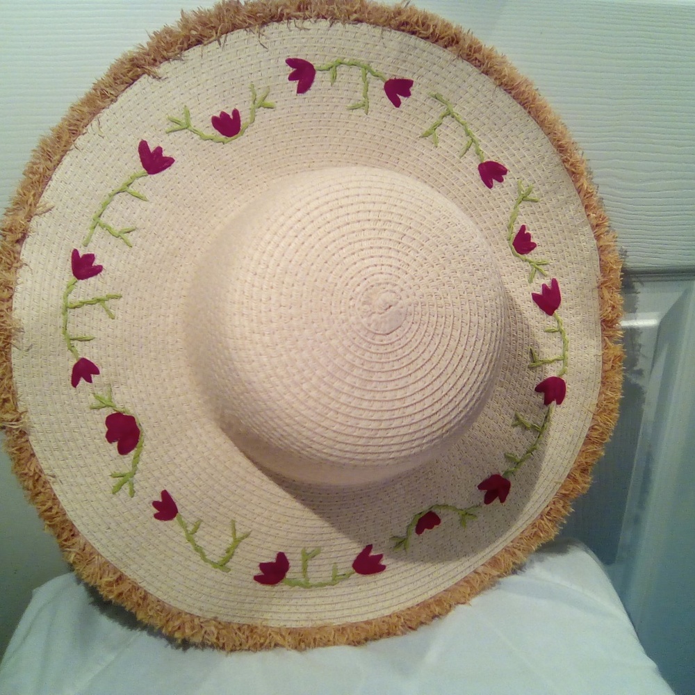 Floral Floppy Straw Hat